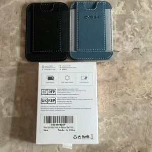 Leather Wallet Card Holder for Phones - Black and Blue